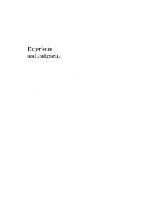 James S. Churchill and Karl Ameriks — Experience And Judgement [Investigations In A Genealogy Of Logic]