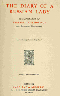 Varvara Dukhovskaia — The diary of a Russian lady