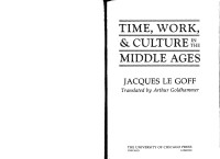 Jacques Le Goff — Time, Work, and Culture in the Middle Ages