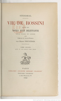 Stendhal — La vie de Rossini, tome II
