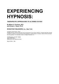  — EXPERIENCING HYPNOSIS:
