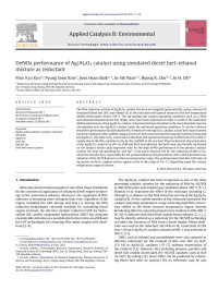 Mun Kyu Kim — DeNOx performance of Ag/Al2O3 catalyst using simulated diesel fuelâ€“ethanol mixture as reductant