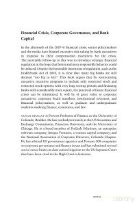 Sanjai Bhagat — Financial Crisis, Corporate Governance, and Bank Capital