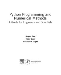 Qingkai Kong, Timmy Siauw, Alexandre Bayen — Python Programming and Numerical Methods