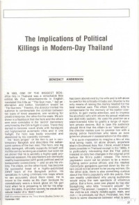 Implications Of Political Killings In Modern-Day Thailand — Implications Of Political Killings In Modern-Day Thailand