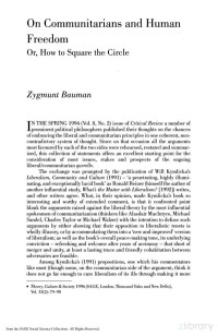 Communitarians And Human Freedom [Or How To Square The Circle] — Communitarians And Human Freedom [Or How To Square The Circle]