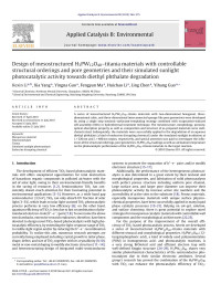 Kexin Li — Design of mesostructured H3PW12O40â€“titania materials with controllable structural orderings and pore geometries and their simulated sunlight photocatalytic activity towards diethyl phthalate degradation