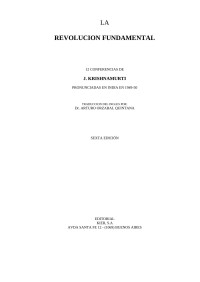 Jiddu Krishnamurti — La Revolucion Fundamental (Spanish Edition)