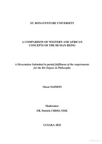Oscar SAIMON — A COMPARISON OF WESTERN AND AFRICAN CONCEPTS OF THE HUMAN BEING