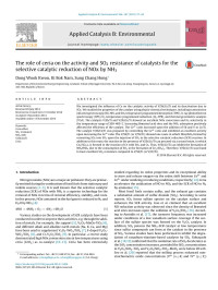 Dong Wook Kwon & Ki Bok Nam & Sung Chang Hong — The role of ceria on the activity and SO2 resistance of catalysts for the selective catalytic reduction of NOx by NH3