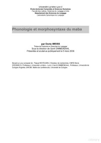 Doris WEISS — Phonologie et morphosyntaxe du maba