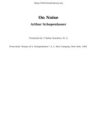 Arthur Schopenhauer — On Noise