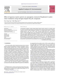 Pow-Seng Yap — Effect of aqueous matrix species on synergistic removal of bisphenol-A under solar irradiation using nitrogen-doped TiO2/AC composite