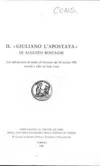 Accademia delle Scienze di Torino — Il Giuliano l'apostata di Augusto Rostagni