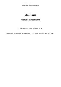 Arthur Schopenhauer — On Noise