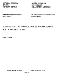 David B. Quinn — Sources for the ethnography of northeastern North America to 1611