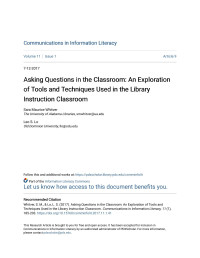 Sara Maurice Whitver & Leo S. Lo — Asking Questions in the Classroom: An Exploration of Tools and Techniques Used in the Library Instruction Classroom