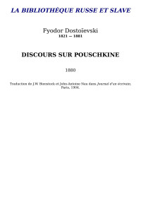 Dostoievski — Discours sur Pouchkine