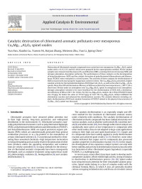 Yun Fan — Catalytic destruction of chlorinated aromatic pollutants over mesoporous CuxMg1âˆ’xAl2O4 spinel oxides