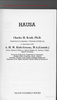 Kraft — Hausa, Teach Yourself
