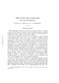 Jaime de Angulo ; L. S Freeland — The Lutuami language (Klamath-Modoc).