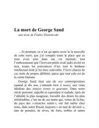 Fiodor Dostoïevski — La mort de George Sand