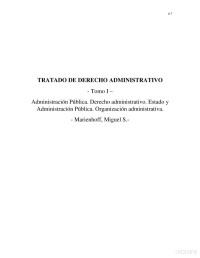 M. Marienhoff — Tratado de Derecho Administrativo, Tomo I