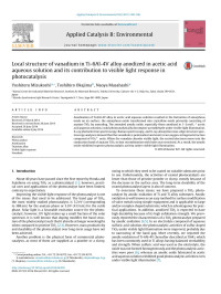 Yoshiteru Mizukoshi & Toshihiro Okajima & Naoya Masahashi — Local structure of vanadium in Ti-6Al-4V alloy anodized in acetic acid aqueous solution and its contribution to visible light response in photocatalysis