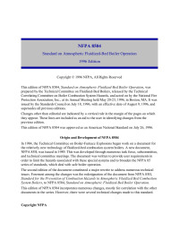 National Fire Protection Association — NFPA 8504 : Standard on Atmospheric Fluidized-Bed Boiler Operation 1996 Edition