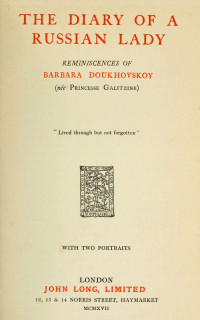 Varvara Dukhovskaia — The diary of a Russian lady