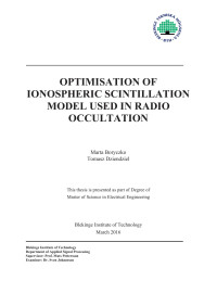 Boryczko, Marta & Dziendziel, Tomasz — Optimisation of Ionospheric Scintillation Model used in Radio Occultation