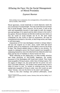 Effacing The Face [On The Social Management Of Moral Proximity] — Effacing The Face [On The Social Management Of Moral Proximity]