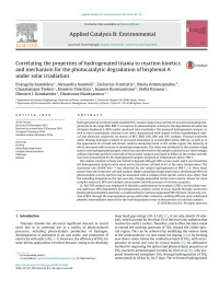 Evangelia Ioannidou & Alexandra Ioannidi & Zacharias Frontistis & Maria Antonopoulou & Charalampos Tselios & Dimitris Tsikritzis & Ioannis Konstantinou & Stella Kennou & Dimitris I. Kondarides & Dionissios Mantzavinos — Correlating the properties of hydrogenated titania to reaction kinetics and mechanism for the photocatalytic degradation of bisphenol A under solar irradiation