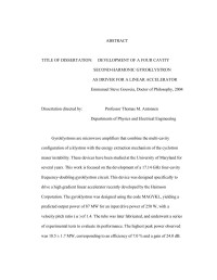 Emmanuel Steve Gouveia, Ph.D. — Development of a Four Cavity Second-Harmonic Gyroklystron as Driver for a Linear Accelerator