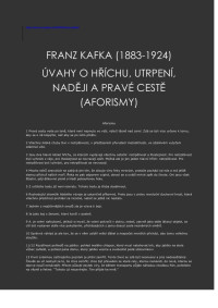 Franz Kafka — Úvahy o hříchu,utrpení,naději a pravé cestě