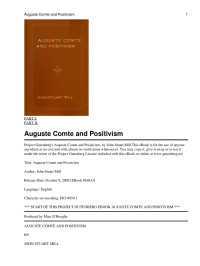 Unknown — Auguste Comte and Positivism