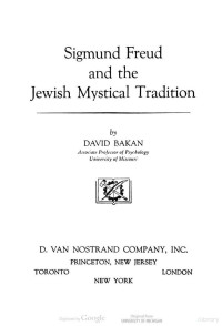 Bakan — Sigmund Freud and the Jewish Mystical Tradition (1958)