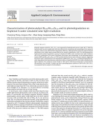 Chunying Wang — Characterization of photocatalyst Bi3.84W0.16O6.24 and its photodegradation on bisphenol A under simulated solar light irradiation