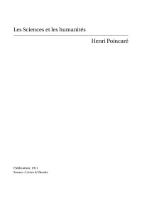 Henri Poincaré — Les Sciences et les humanités