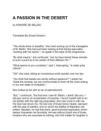 HONORE DE BALZAC — A PASSION IN THE DESERT