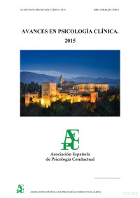 Mª Teresa Ramiro Sánchez y Tamara Ramiro Sánchez — Avances en Psicología Clínica : Libro de Capítulos del VIII Congreso Internacional y XIII Nacional de Psicología Clínica