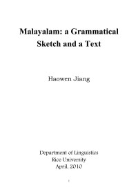 Haowen Jiang — Microsoft Word - Malayalam_a grammatical sketch and a text.doc