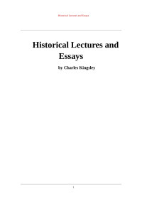 Charles Kingsley — Historical Lectures and Essays