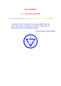 Louis Claude de Saint-Martin — Des Nombres