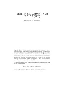 Ulf Nilsson and Jan Maluszyński — LOGIC, PROGRAMMING AND PROLOG (2ED)