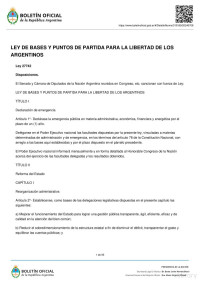 Presidencia de la nación argentina — Ley de bases y puntos de partida para la libertad de los argentinos. Ley 27742