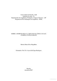 Marina Magalhães — Sobre a Morfologia a Sintaxe da Língua Guajá