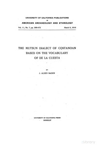 Mason — Mutsun Dialect of Costanoan (1916)