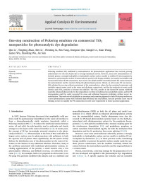 Qin Li & Tingting Zhao & Mei Li & Wenting Li & Bin Yang & Dongran Qin & Kangle Lv & Xian Wang & Lamei Wu & Xiaofeng Wu & Jie Sun — One-step construction of Pickering emulsion via commercial TiO2 nanoparticles for photocatalytic dye degradation