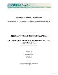 Karen Hayward — The Costs and Benefits of Gaming; a Literature Review with Emphasis on Nova Scotia (2004)